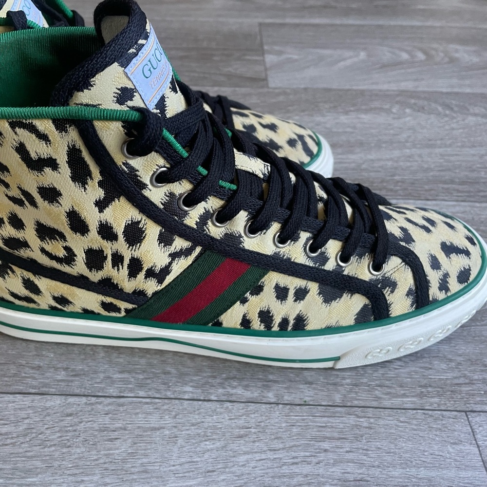 🐆 Mens Gucci Leopard Fashion Sneakers / Red Bottoms